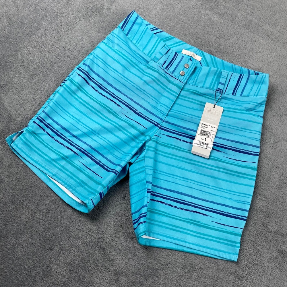 Adidas Women 2 Printed 7" Short Blue Glow Striped Golf